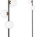 Floor Lamp Modern 3 Globe for Living Room Bright Lighting LED Standing Light for Bedrooms Offices (Black)