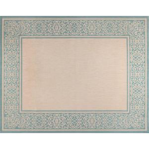 Gertmenian Indoor Outdoor Area Rug, Classic Flatweave, Washable, Stain & UV Resistant Carpet, Deck, Patio, Poolside & Mudroom, 5x7 Ft Standard, Abstract Border, Aqua Blue Cyan, 22962