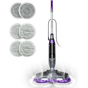 Scrubbing Steam Mop, Steam Mops for Floor Cleaning with Rotating Pads, 4 Cleaning Modes & LED Headlights, Swivel Steering,Safe for all Sealed Hard Floors F2