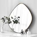 Asymmetrical Wall Mirror Matel Brass Framed Wall Mirror for Living Room Bedroom Bathroom Entryway Wall Decor 19.7" L x 19.7"" W ELE-005G