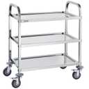 VEVOR Stainless Steel Cart, 3 Layers Lab Utility Cart 220 lbs Weight Capacity, Medical Cart with Lockable Universal Wheels, for Lab, Clinic, Kitchen, Salon