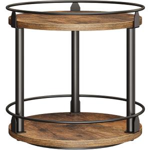 Lazy Susan Organizer, Rotating Spice Rack, 2 Tier Spice Turntable Organizer, Industrial Turntable Spice Holder, for Kitchen Countertop and Cabinet, Compact and Versatile, Rustic Brown SR22BR