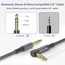 Elebase 1/4 Quarter Inch TRS Instrument Cable 10ft 2-Pack,Right-Angled to Straight 6.35mm Guitar Bass AMP Cord,6.3mm Male Stereo Audio Line for Electric Guitar,Bass,Keyboard,Mixer,Amplifier,Speaker