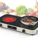 Electric Cooktop, 2200W 110V Electric burner, Electric Stove Top with 2 Handle, 2 Burner Electric Cooktop with 9 Power Settings,Knob Control Child Safety Lock & Timer. (2 Burner Electric Cooktop)