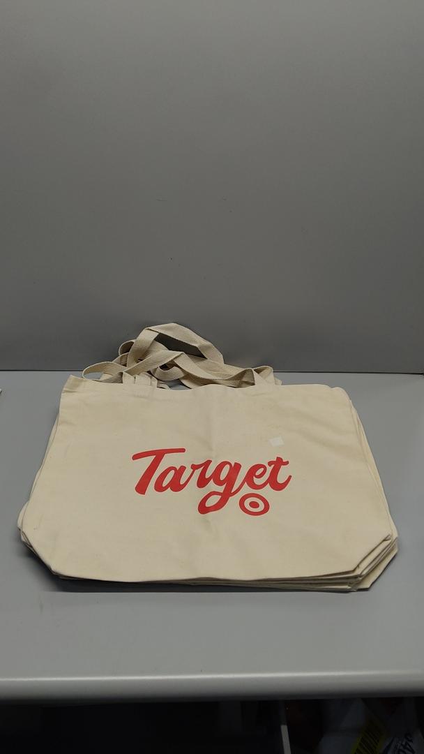 Pack of 4 Large Beige Tote Bags, "Target" Logo In Red
