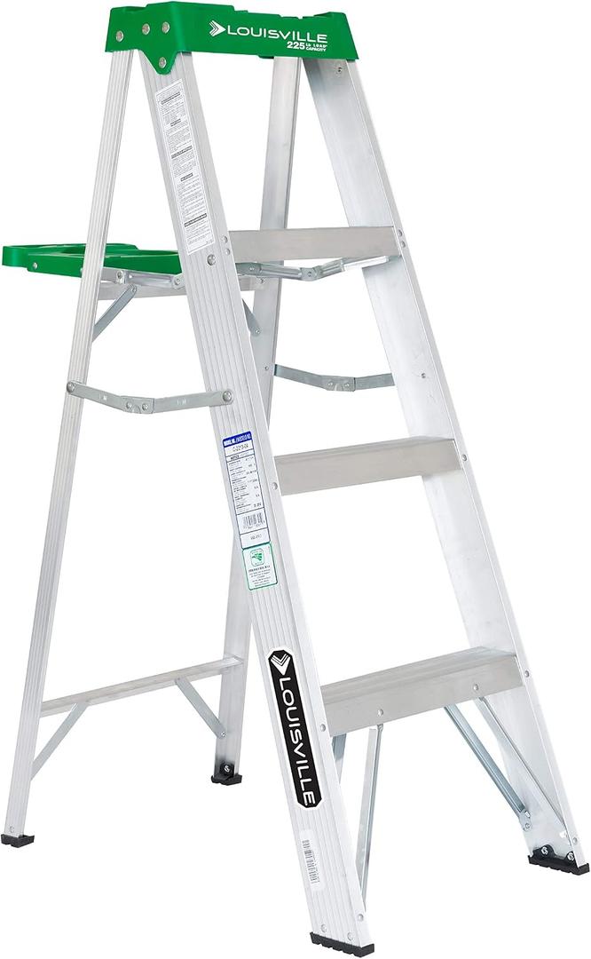 Louisville Ladder 4-foot Aluminium Step Ladder with tool tray, 225-Pound Load Capacity, Type II, AS4004