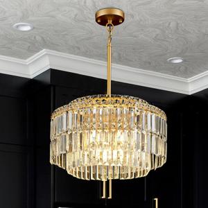 Modern 17.6 Gold Crystal Chandelier Ceiling Light Fixtures for Dining Room Luxury Glam 8-Light Crystal Chandeliers Lighting for Bedroom Entryway Hallway Living Room Kitchen Island Foyer