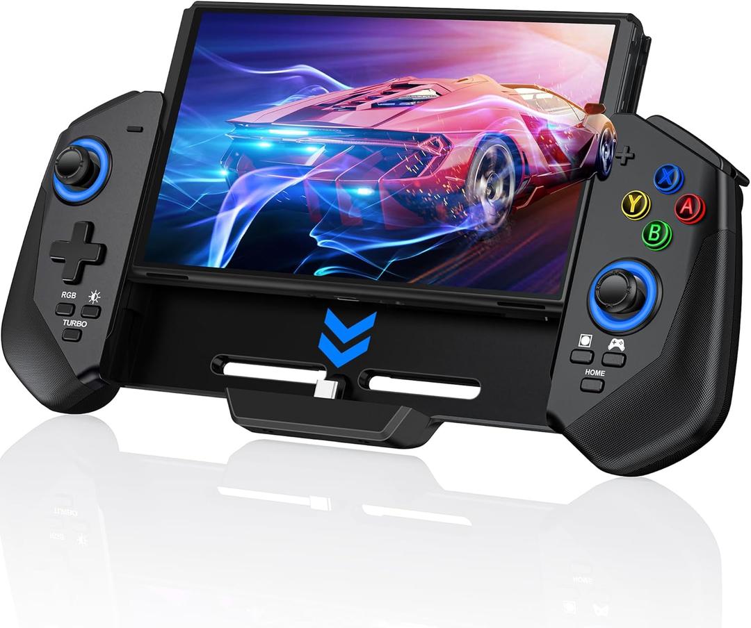 Switch Controllers with Hall Joystick for Nintendo Switch/OLED, Switch Pro Remote Controller with LED Light/Turbo/Dual Motor/4 Game Slot,Wired Joypad Replacement for Nintendo Switch Controller (JC300-Black)