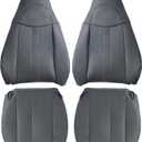 Priprilod Gray Leather Driver and Passenger Bottom & Top Lean Back Replacement Seat Cover Fit for Chevy Express GMC Savana 1500 2500 3500 2003 2004 2005 2006 2007 2008 2009 2010 2011 2012 2013 2014