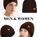 AlisOker Beanie Hat for Men Women, Unisex Warm Winter Knit Cap Soft Fleece Lined Hat (Coffee)