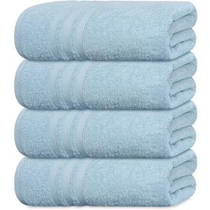 Tens Towels Pack of 4 Soft Bath Towels, 100% Cotton, 27 x 54 Inches, Lightweight & Quick-Dry, Ideal for Daily Bathroom Use, Practical & Comfortable, Sky Blue