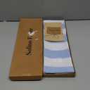 Solino Home Linen Placemats Set of 4 - Cabana Stripe Sky Blue and White Placemats 14 x 19 Inch - 100% Pure Linen Place Mats for Summer