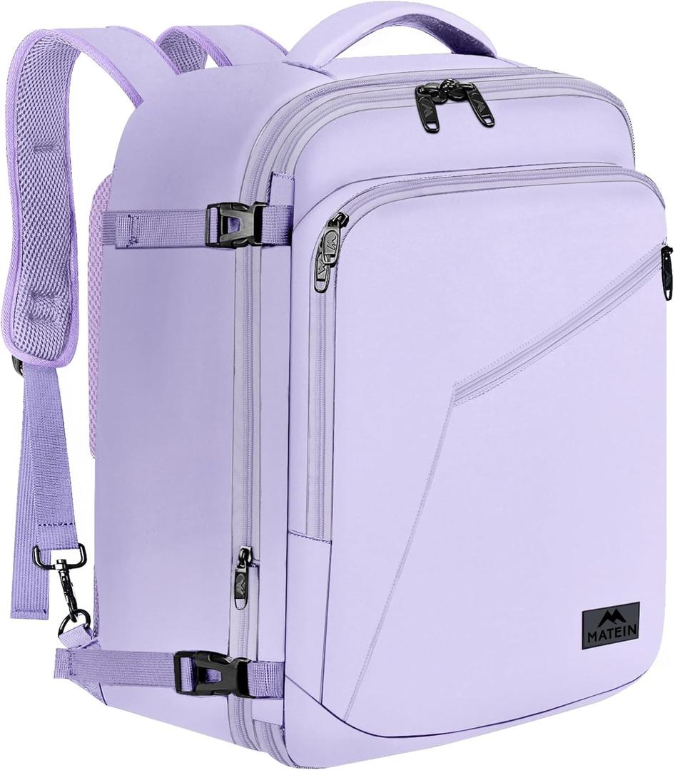 MATEIN Purple Backpack, Extra Large Travel Backpack for Women, Expandable Suitcase for Hiking Camping Gym, Water Resistant Carryon Daypack for Travelling, Cute Gifts, Light Purple