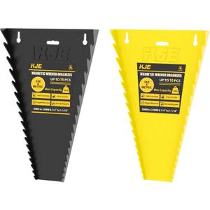 KJE 2Pack Magnetic Wrench Organizer, 32-Slot Wrench Rack Tool Trays, Magnetic Wrench Set Holder SAE(1/4" - 1-1/16") and Metric(6MM-24MM)