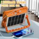 100W LED Solar Work Light, 466 LED 10000LM Magnetic Worklight with 5 Modes, 12000mAh Battary Rechargeable, IP66 Waterproof Portable Solar Outdoor Working Light for Emergency, Repair, Camping
