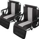 GREEN PARTY Stadium Seat for Bleachers Portable Outdoor Floor Folding Stadium Chair with Armrest, Back Support, Cup Holder, Mesh Bag and Hide Hooks (Black Grey 2)