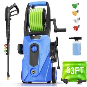 Electric Pressure Washer 5000 PSI 2.8 GPM Power Washers Electric Powered with 33ft Pressure Hose M22-14mm, 4 Nozzle and Foam Cannon, powerwashers for Home, Cars, Fences, Patio, Blue