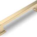 Amerdeco 6 Pack Brushed Brass Cabinet Pulls 5 Inch(128MM) Hole Centers Kitchen Cabinet Handles Cabinet Hardware Kitchen Handles for Cabinets Cupboard Handles Drawer Pulls ZH0019