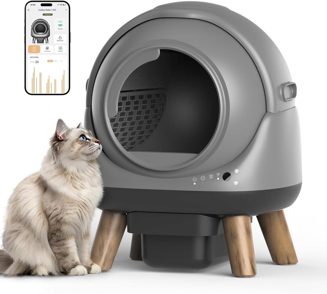 Self Cleaning Litter Box for Multiple Cats, 15L Large Automatic Litter Box with Smart APP Control, 35dB Ultra-Quiet Self-Cleaning Cat Litter Box, Dual Safety Infrared Sensors, Smell-Free
