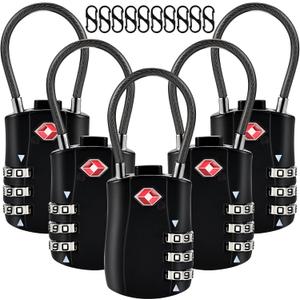 5pcs TSA Approved Luggage Locks with 10pcs Zipper Locks, Zinc Alloy Combination Locker Suitcase Lock, TSA Locks for Luggage, Combination Lock for Locker Backpack (TSA007)