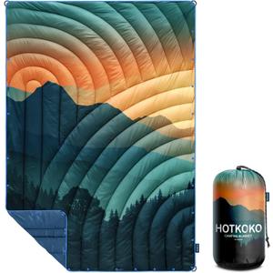 Camping Blanket, Lightweight Puffy Printed Camping Blanket Packable Outdoor Blanket for Camping, Traveling, Stadium, Hiking, Picnics (39x55", Cyan Sky)