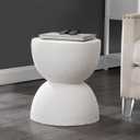 JONATHAN Y TBL1100A Greta 18" Mid-Century Modern Drum Indoor/Outdoor Accent Table Modern, Contemporary, Minimalist, Scandinavian, Classic, Patio, Garden, Bathroom, Living Room, White