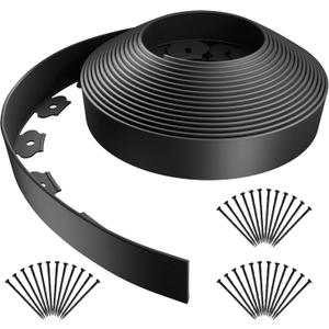 AGTEK Garden Edging 40FT Landscape Edging Kit 2 Inch Height Plastic Garden Border No Dig Lawn Border for Yard Flower Bed with 36 Stakes (Black)