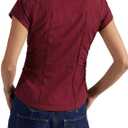 Women's Short Sleeve Button Down Shirt Summer Collared Blouse Trendy Casual Tops 2026 (L)