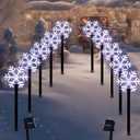 BRIGHTDECK Snowflake Solar Christmas Decorations Outdoor, 10 Pack LED, Waterproof Snowflake Pathway Lights, Stake Lights for Christmas Garden Decor (10Pcs Cold White)