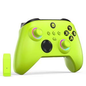 W&O Wireless Controller for With Xbox One, Xbox Series X/S, Xbox One X/S, PC, With RGB LED Light, Mappable Buttons, With 2.4GHZ Wireless Adapter Gamepad (Electric Volt)