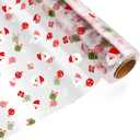 STOBOK Christmas Cellophane Wrap Roll| Unfolded Width 32 X 100FT Santa Claus Pattern Paper Wrapper, 3 Mil Thicken Long Film Wrappings for Hampers, Flowers, Basket Packing Paper, Xmas Decor