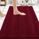 OLANLY Thick Bathroom Rugs 30x20, Extra Soft Absorbent Chenille Striped Bath Rugs, Rubber Backing, Machine Wash Dry, Bath Mats for Bathroom Floor, Tub and Shower, Home Decor Accessories, Burgundy