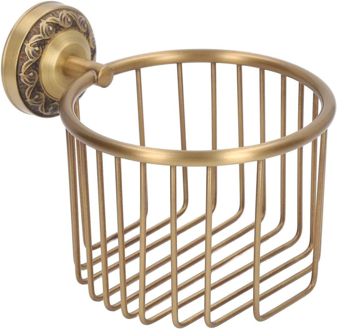 Vintage Toilet Paper Holder, Antique Brass Toilet Paper Holder Wall Mounted with Stable Metal Stand, 2-in-1 Heavy Duty Tissue Paper Roll Dispenser and Bath Hand Towel Holder for Bathroom, Vanity