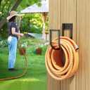 Garden Hose Holder Wall Mount - Metal Water Hose Hanger for Outside, Durable Hook for Garden, Garage, or Yard Storage (Black-Solid Frame)