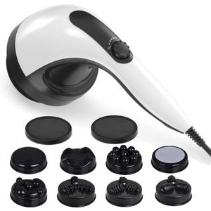 Body Sculpting Machine - 7-Speed 8-Head Electric Cellulite Massage & Lymphatic Drainage Device with Lipo Roller, Handheld Full-Body Massager Vibra for Belly, Butt, Arms, Legs, Home Use(White)