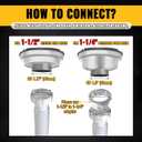 VIVIDA 1-1/2" Sink Drain Pipe Kit, Flexible Drain Pipe P Trap, 7.5"-17.7" Flexible P Trap, Under Sink Plumbing for Bathroom & Kitchen, 1-1/4" Adapter Included, 1 PACK