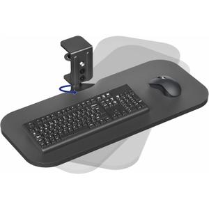 VIVO Clamp-on 23 x 10 inch Rotating Computer Keyboard and Mouse Tray, Extra Sturdy Desk Swivel Clamp, Ergonomic Typing, Black, MOUNT-KB04CB