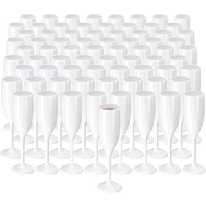 XUWAIDSGN Acrylic Champagne Flutes Toasting Glasses Unbreakable Mimosa Bar Glasses Reusable Wine Glasses Vintage Champagne Flutes Stemmed Drinking Cups 5.4 OZ for Christmas Birthday (100, white)