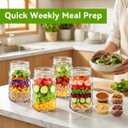9PCS Salad Meal Prep Containers, 32oz Large Glass Salad Jars with Lids Meal Prep with 4 Forks, Leakproof Salad Container for Lunch with Separate Wet/Dry Dressing Cups for Home, Office and Outdoor
