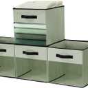 DECOMOMO Kallax Storage Cubes, 13x13x15 Storage Cube Bins with Window, Baskets for Organizing Shelves (Kallax / 4pcs, Green)