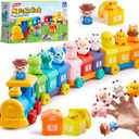 Learning Toy for Toddlers 1 2 3 Years Old, Counting, Matching & Sorting Montessori Learning Farm Train Including 9 Farm Animals and 1 Farmer, Easter Christmas Birthday Gift for Baby Boys Girls