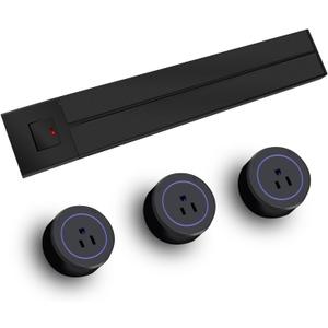 Power Outlet Strip, Wall Mount Power Strip 19.68 inch 8000W Power Outlet Track, 3 AC Outlet adapters 1875W Modern Wall Power Strip,Suitable for Kitchen, Living Room, Study, Office (Black)