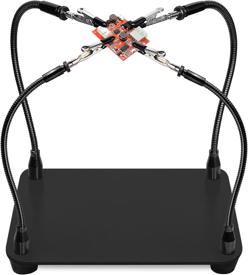 Helping Hands Soldering Station, Third Hand Soldering Tool 4 Flexible Arms Solder Helping Hands Clamps for Electronic Repair Soldering Jewelry Crafts