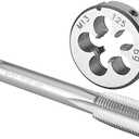 Burkit M13 X 1.25 Tap and Die Set, M13 x 1.25 Machine Thread Tap and Round Die Right Hand