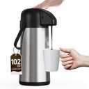 Airpot Coffee Carafe for Keeping Hot - 102 OZ/ 3L Large Coffee Dispenser with Pump - Insulated Stainless Steel Thermos for Hot Drinks Water Tea Chocolate - Thermal Urn Beverage Dispenser for Parties