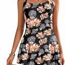 Ekouaer Swim Dress One Piece Bathing Suit Skirted Swimsuits for Women Ruched Retro Swimwear XXL