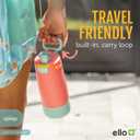 Ello Kids Colby 12oz Stainless Steel Insulated Water Bottle with Straw and Built-In Silicone Coaster Carrying Handle and Leak-Proof Locking Lid for School Backpack, Lunchbox, and Outdoor Sports