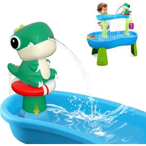 Dinosaur Battery Powered Water Table Pump Continuous Flow for Water Tables - Cordless, Rechargeable,No Damage Installation Outdoor Play Accessories for Kids (no Water Table Included) (Green)