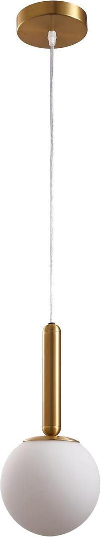 Globe Chandelier,Matte White Glass,One Light Mid-Century Style Modern Lighting Fixture for Kitchen&Living Room,5.9 Inch Lampshade