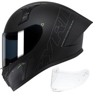 CYRIL Full Face Motorcycle Helmets for Adults Men & Women with Tinted and Clear Visor Meet Dot Approved (Small, Matte Black)